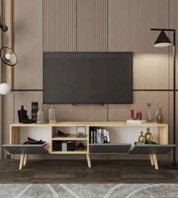 Έπιπλο Τηλεόρασης Sapphire Δρυς / Ανθρακί FLECLAN 180x53x30