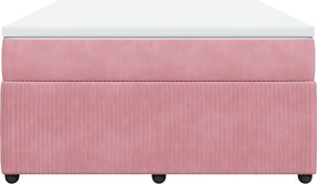 vidaXL Κρεβάτι Boxspring με Στρώμα Ροζ 140x200 εκ. Βελούδινο