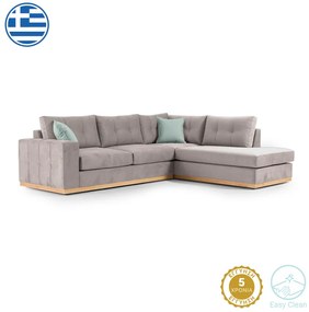 Γωνιακός καναπές αριστερή γωνία Boston pakoworld ύφασμα elephant-ciel 280x225x90εκ