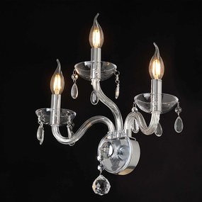 Φωτιστικό Τοίχου Τρίφωτο BLK82043WCC Clear Crystal, Metal