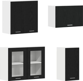 vidaXL Μονάδα κουζίνας Lyon 8 pcs Μαύρη Δρυς Επεξεργασμένο Ξύλο