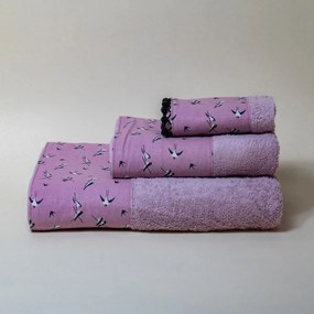 Πετσέτες Μπάνιου (Σετ 3τμχ) White Fabric Martin Pink 600gsm