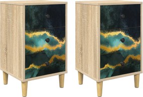 vidaXL Κομοδίνο WIJHE 2 τμχ. Sonoma Δρυς 36 x 33 x 60 εκ