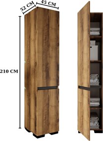Ντουλάπι Καρυδί / Ανθρακί DREGRI 45x45x210