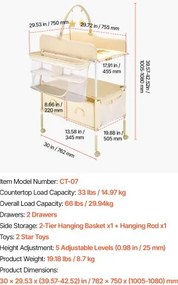 VEVOR Foldable Baby Changing Diaper Station with Side Basket &amp; Hanging Rod Beige