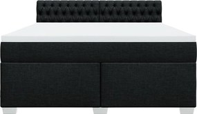 vidaXL Κρεβάτι Boxspring με Στρώμα Μαύρο 180x200 εκ. Υφασμάτινο