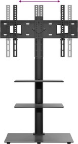 vidaXL Βάση Τηλεόρασης Γωνιακή 3 Επιπέδων για 32-65 Ιντσών Μαύρη