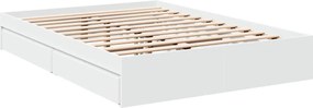 vidaXL Πλαίσιο Κρεβατιού με Συρτάρια Χωρίς Στρώμα Λευκό 135x190 εκ.