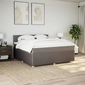 vidaXL Κρεβάτι Boxspring με Στρώμα Taupe 180x200 εκ. Υφασμάτινο