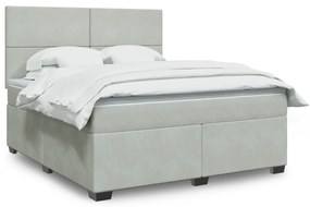 Κρεβάτι Boxspring με Στρώμα Ανοιχτό Γκρι 180x200 εκ. Βελούδινο - Γκρι