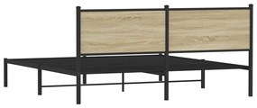 vidaXL Σκελετός Κρεβ. Χωρίς Στρώμα Sonoma Δρυς 160x200 εκ. Μεταλλικό