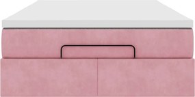 vidaXL Οθωμανικό κρεβάτι με στρώμα ροζ 120x200cm Velvet