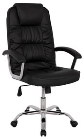 Office chair  with black PU and chromed base 63x67x113 cm.