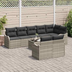 vidaXL Σετ Καναπέ Κήπου με μαξιλάρι 9 pcs Ανοιχτό γκρι Πολυ ράταν