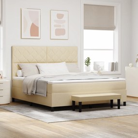 vidaXL Κρεβάτι με Στρώμα & Μπράτσο Κρεμ 180x200 εκ. Ύφασμα