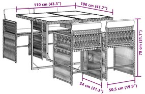 vidaXL Σετ Τραπεζαρίας Κήπου 5 τεμ. Μικτό Μπεζ Συνθ. Ρατάν & Μαξιλάρια