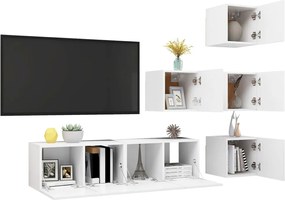 vidaXL Έπιπλα Τηλεόρασης Σετ 6 Τεμαχίων Λευκό από Μοριοσανίδα