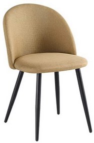 Καρέκλα Bella ΕΜ757,4 50x57x81cm Black Gold-Brown Σετ 4τμχ Metal, Fabric