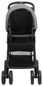 vidaXL Καροτσάκι Μωρού 3 σε 1 Ανοιχτό Γκρι / Μαύρο Ατσάλινο