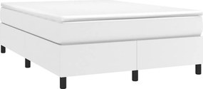 vidaXL Κρεβάτι Boxspring με Στρώμα Λευκό 140x190εκ.από Συνθετικό Δέρμα