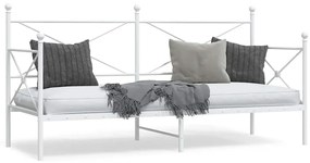 vidaXL Κρεβάτι ημέρας  χωρίς στρώμα Λευκό 75x190 cm Ατσάλι