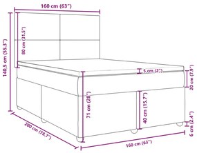 Κρεβάτι Boxspring με Στρώμα Μπλε 160x200 εκ. Υφασμάτινο - Μπλε