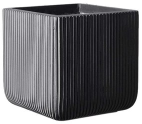 Κασπώ Πήλινο Τετράγωνο Stripe S A-9940-8 24x24x23cm Grey Supergreens Πηλός
