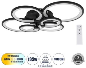 Φωτιστικό Οροφής LED CCT 135W 16200lm ROYAL-R Globostar-61323-Μαύρο 61323