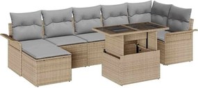 vidaXL Σετ Καναπέ Κήπου με μαξιλάρι 8 pcs Μπεζ Πολυ ράταν