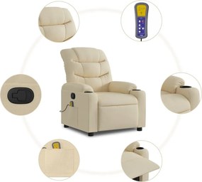 vidaXL Πολυθρόνα Μασάζ με Ανακλινόμενη Πόρτα από Ύφασμα σε Κρεμ Χρώμα