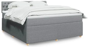 vidaXL Κρεβάτι Boxspring με Στρώμα Ανοιχτό Γκρι 180x200 εκ. Υφασμάτινο