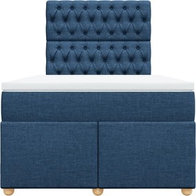 vidaXL Κρεβάτι Boxspring με Στρώμα Μπλε 120x190 εκ. Υφασμάτινο