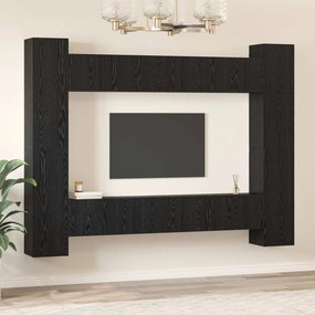 vidaXL Σετ επίπλου τηλεόρασης 10 pcs Μαύρη Οξυά Επεξεργασμένο Ξύλο