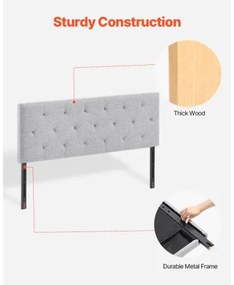 VEVOR Headboard for Full Size Bed with Adjustable Height Sponge &amp; Fabric Grey