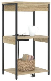 vidaXL Κομοδίνο με Σταθμό Φόρτισης Sonoma Δρυς Επεξεργασμένο ξύλο