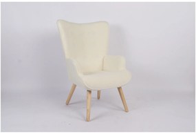 Πολυθρόνα ArteLibre MARION Λευκό Ύφασμα Μπουκλέ/Ξύλο 73x69x96cm