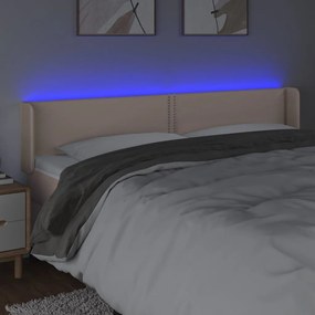 Κεφαλάρι Κρεβατιού LED Καπουτσίνο 183x16x78/88εκ. Συνθετ. Δέρμα - Καφέ