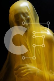 Intra Συλλεκτικό Ξύλινο Παζλ Plywood 4mm - Ημιδιαφανής φιγούρα ντυμένη με κίτρινο πέπλο Σε Ξύλινο Κουτί - Διαστάσεις Puzzle: 10x10 cm – 25 κομμάτια