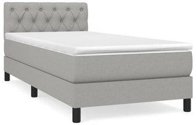 vidaXL Κρεβάτι Boxspring με Στρώμα Ανοιχτό Γκρι 80x200 εκ. Υφασμάτινο