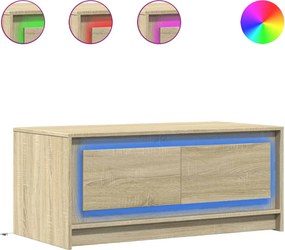 vidaXL Τραπεζάκι Σαλονιού με Φώτα LED Sonoma Δρυς Επεξ. Ξύλο