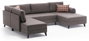 Πολυμορφικός καναπές κρεβάτι PWF-0534 pakoworld ύφασμα καφέ 300x202x78εκ - Ύφασμα - 071-001187