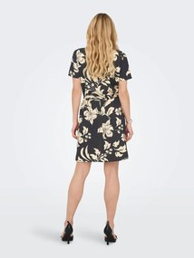 Κοντό φόρεμα με μοτίβο και V λαιμόκοψη