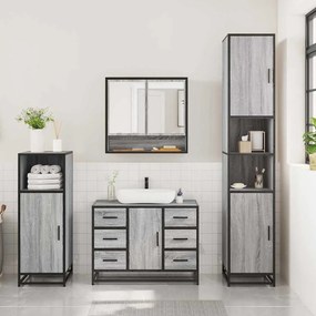 vidaXL Σετ Επίπλων Μπάνιου 3 Τεμαχίων Γκρι Sonoma Επεξεργασμένο Ξύλο