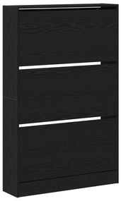 vidaXL ντουλάπα παπουτσιών  Μαύρο Δρυς 80x21x125,5 εκ Επεξεργασμένο ξύλο