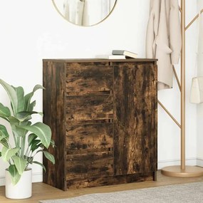 Συρταριέρα με Συρτάρια Καπνιστή Δρυς 71x35x84 εκ. Επεξ. Ξύλο - Καφέ