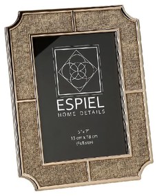 Κορνίζα Μεταλλική Με Μπεζ Ύφασμα ESPIEL 13x18εκ. FAM748