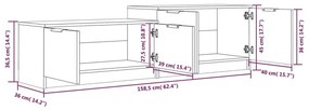 Έπιπλο Τηλεόρασης Καπνιστή Δρυς 158,5x36x45 εκ. Επεξεργ. Ξύλο - Καφέ