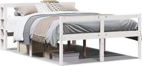 vidaXL Κρεβάτι Ηλικιωμένου με Κεφαλάρι Λευκό 150x200 εκ. Μασίφ Πεύκο