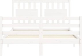 vidaXL Πλαίσιο Κρεβατιού με Κεφαλάρι Λευκό Μασίφ Ξύλο Small Double