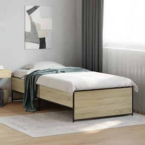 vidaXL Πλαίσιο Κρεβατιού Sonoma Δρυς 75 x 190 εκ. Επεξ. Ξύλο &amp; Μέταλλο